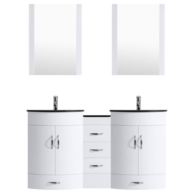 Marguez 72'' Double Bathroom Vanity with Glass Top