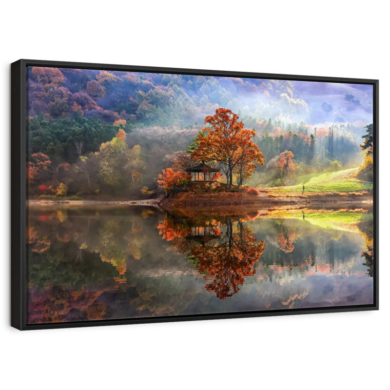 Lac enchanté, Cadre flottant noir, 40 po x 27 po