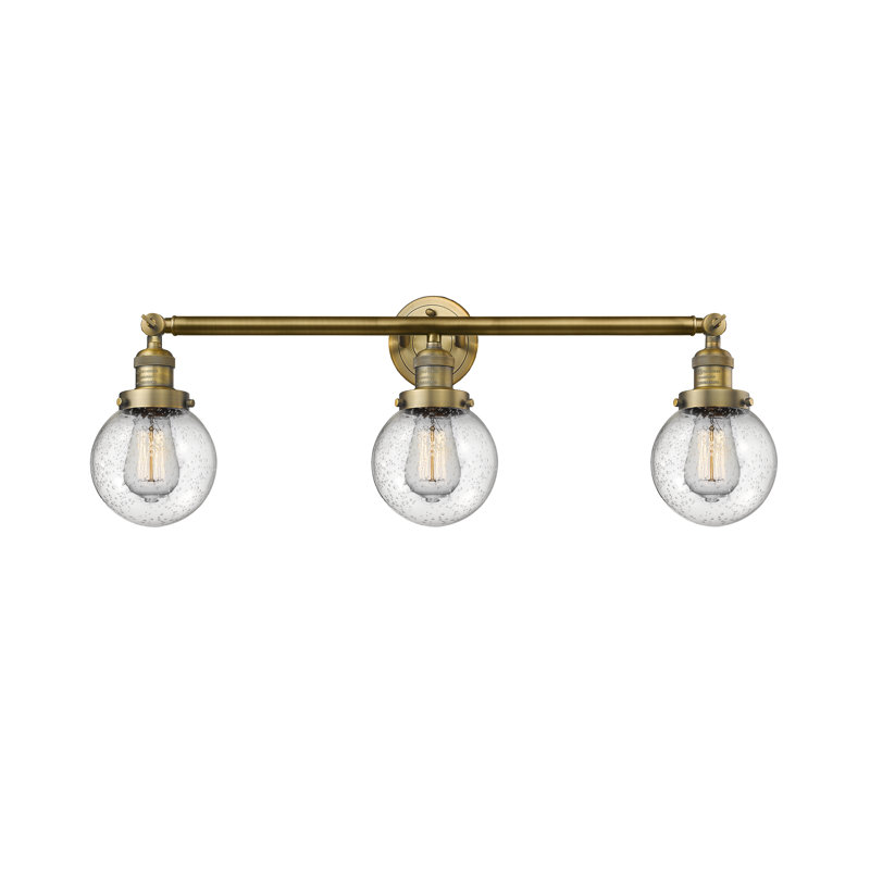 Clementina 3 - Light Dimmable LED Vanity Light, 60 Watt Vintage Incandescent Bulb, Seedy, Black Antique Brass