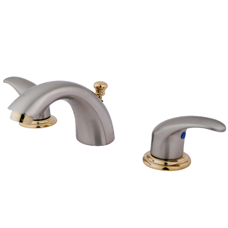Daytona Widespread Bathroom Faucet with Drain Assembly, Brushed Nickel/Polished Brass