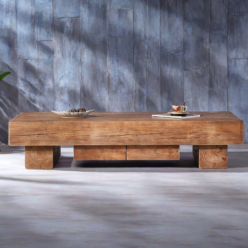 Log style simple coffee table, 15.74" H x 70.86" L x 29.52" W