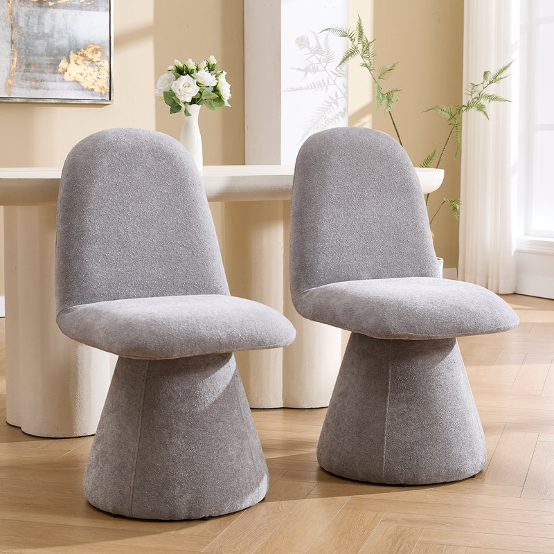 Upholstered 360 Degree Swivel All-Inclusive Dining Chair, Modern Dining Chair With Backrest, Gray