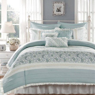 Ensemble de literie 9 pièces pour très grand lit en coton de style Shabby Chic