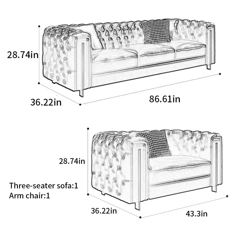 American straight - row retro sofa