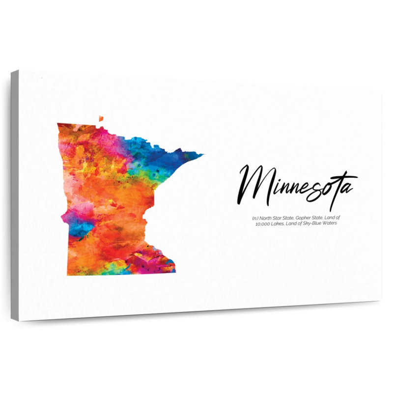 Carte de Aliaz North Star State, Minnesota, H 20 po x l 30 po