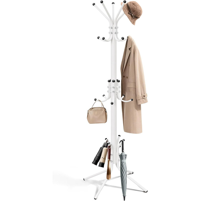Metal Coat Rack, Freestanding Coat Tree & Hall Tree with 15 Hooks, Sturdy Coat Rack Stand and Hat Rack