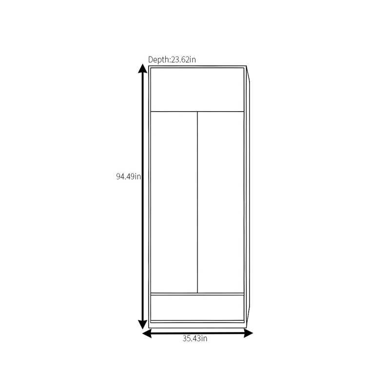 Classic Black Walnut Simple Wardrobe, 94.49" H x 35.43" W x 23.62" D