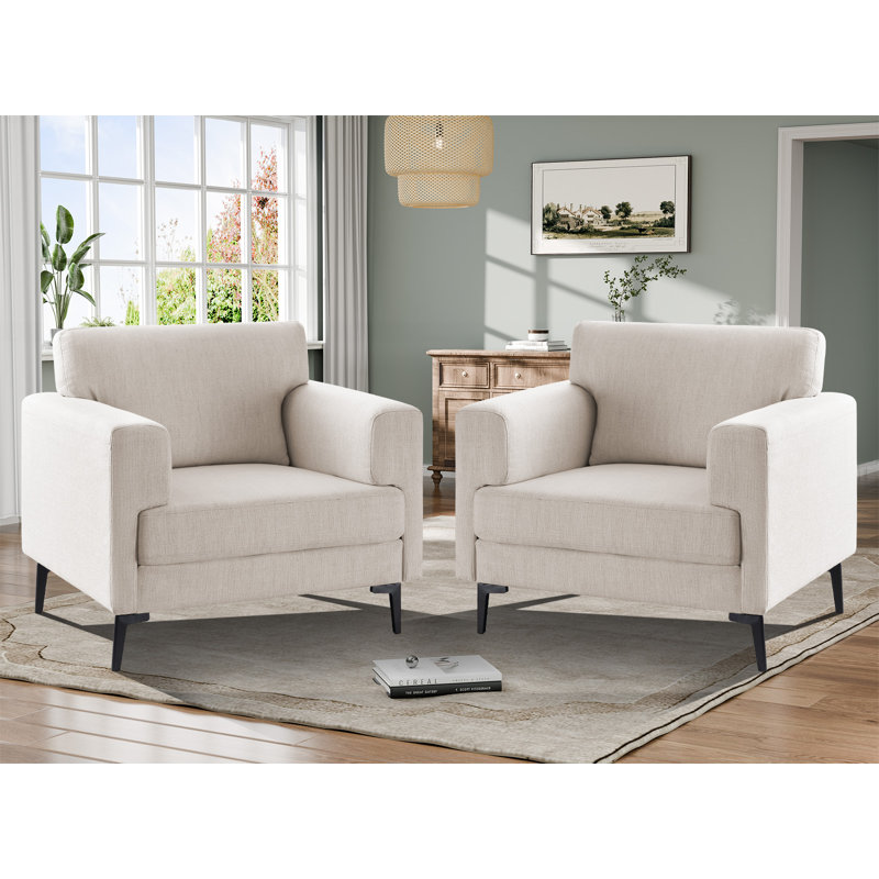 Blannie Upholstered Accent Chair, Ivory Polyester Blend