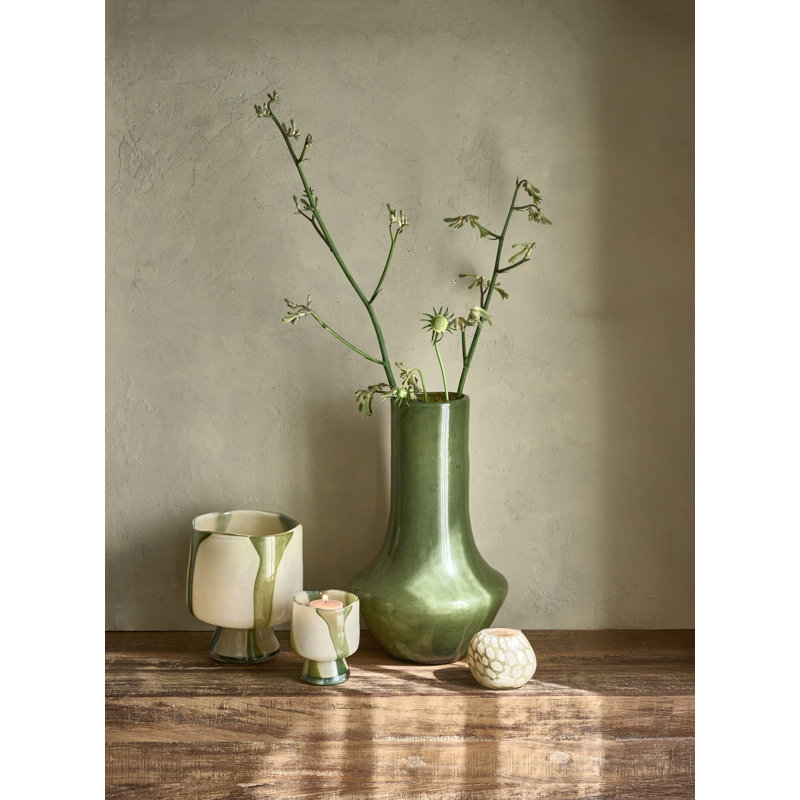Vase en verre Alexes, H 8,46 po x l 6,88 po x P 6,88 po, Olive