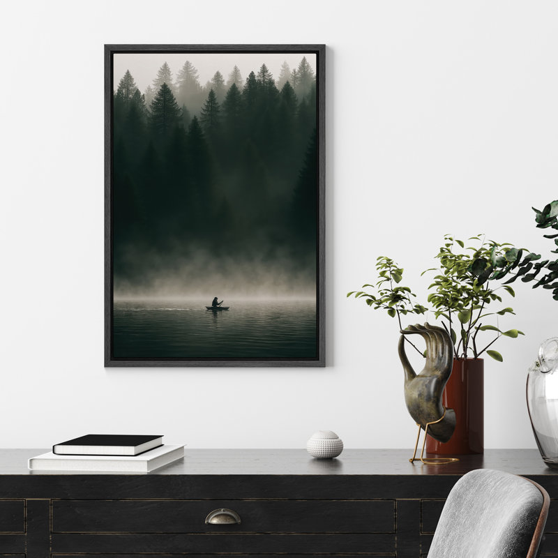Impression sur toile encadrée, impression de nature de forêt pour le décor du salon, H 24 po x l 16 po, Cadre flottant, Noir