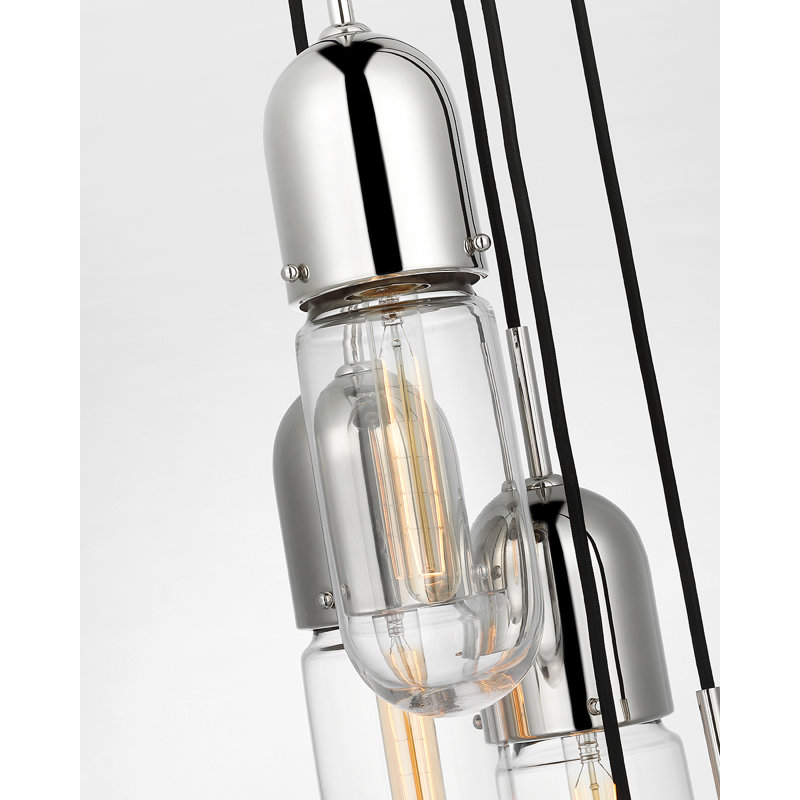 Junio 5 - Light Chandelier, Clear, Polished Nickel