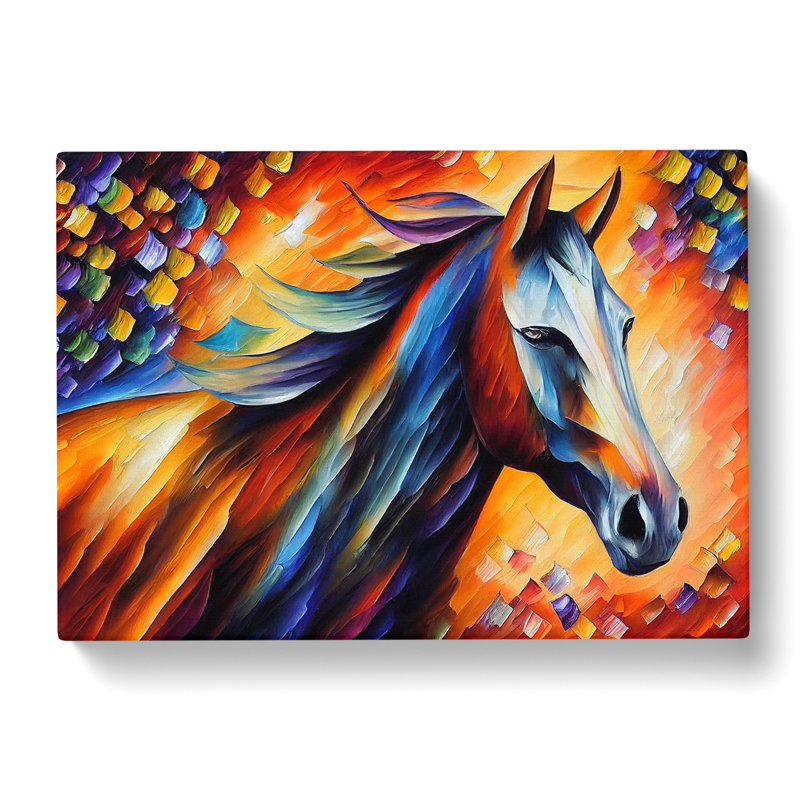 XXX-H1022-WF-4758X Horse Painting Vol.4 Abstract - Wrapped Canvas Print, 40cm H x 60cm W x 3cm D