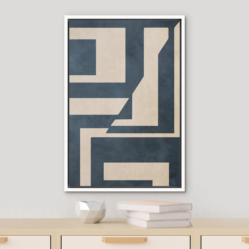 Forme Mid-Century, symboles de polygones bleus, illustrations géométriques abstraites, minimaliste moderne, Blanc