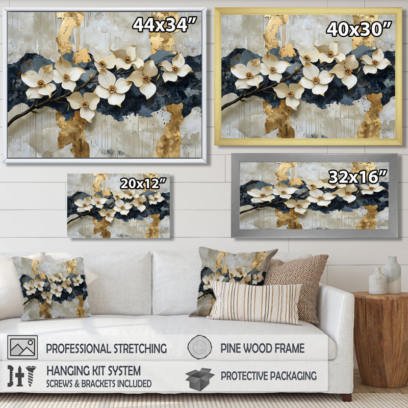 Myrone doré marbre cornouiller Horizon III - cornouiller art mural, H 30 po x l 40 po, Noir