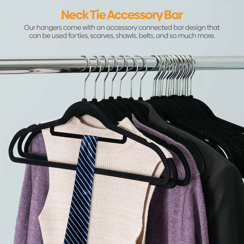 Velvet Non-Slip Standard Hanger for Tie/Belt, 12