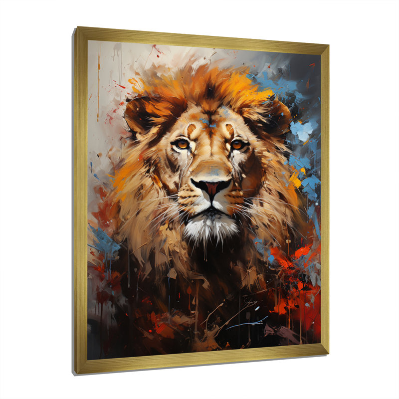 Lion Urban Wild Urban I - impression, Encadrement doré, H 44 po x l 34 po x P 1,5 po