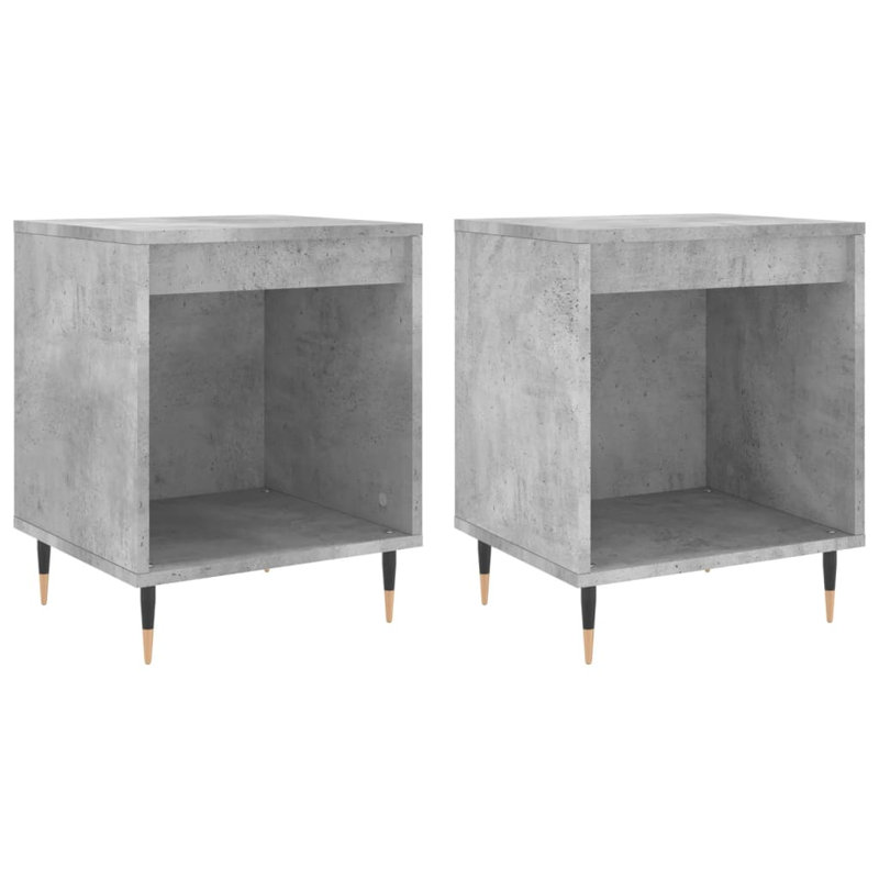 Plainsboro Solid Wood Bedside Table, Concrete Grey, Set of 2