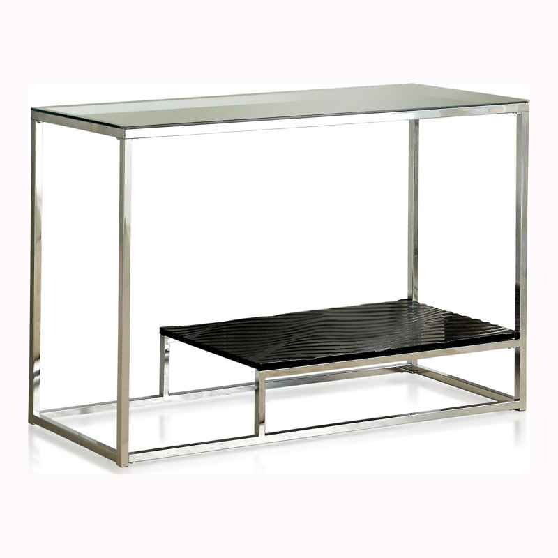 Saniyah 121.92cm Glass Top Console Table, Black
