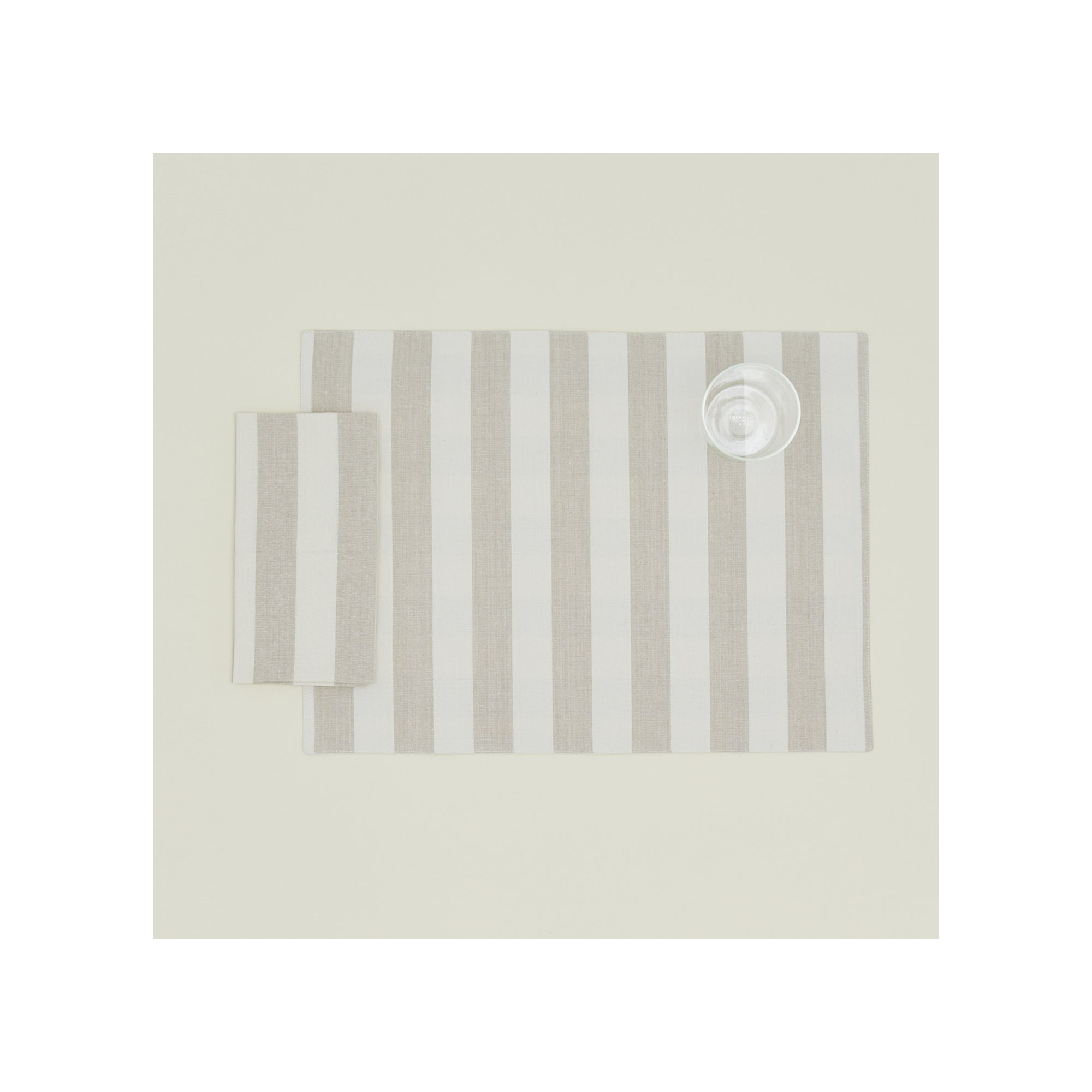 Essential Striped Placemat - Set Of 4, Ivory/Flax