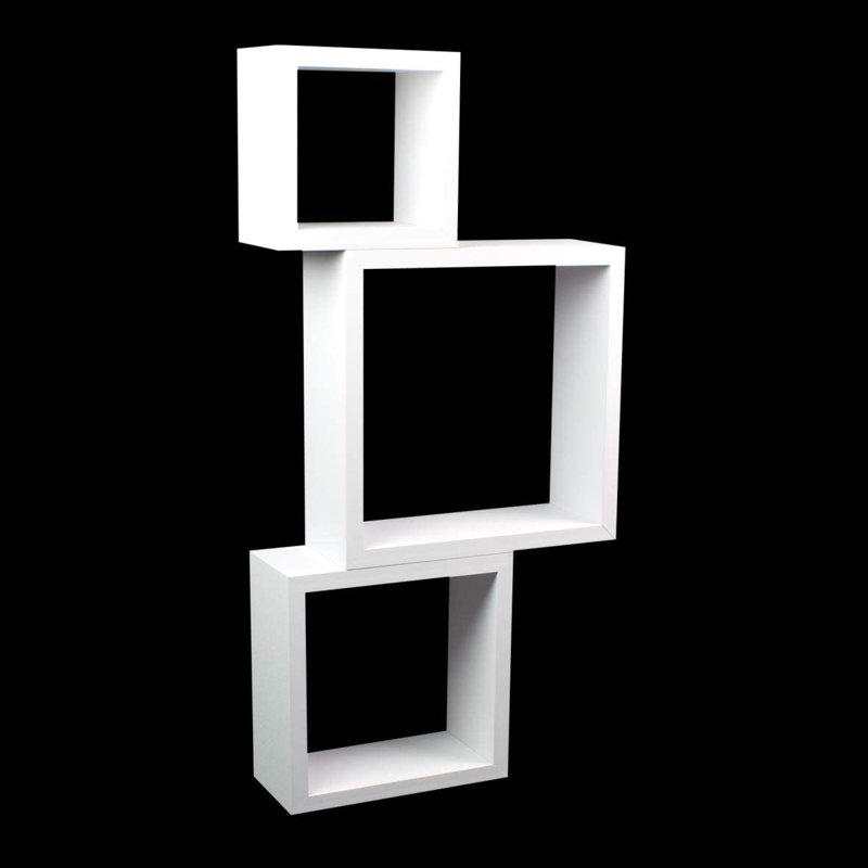 Jakeara 3 Piece Square Floating Shelf, White