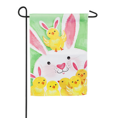 Drapeau de jardin en polyester lapin et poussins