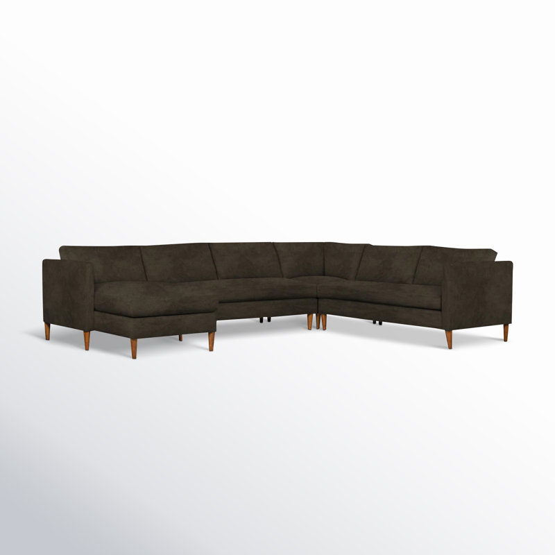 Clifford 4-Piece Upholstered Custom Sectional, Turbo Wheat Basketweave, Left Hand Facing