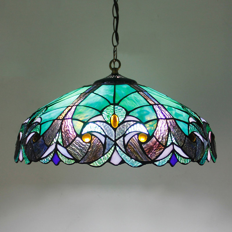 Tiffany Pendant Lighting Stained Glass Hanging Light  18" Wide