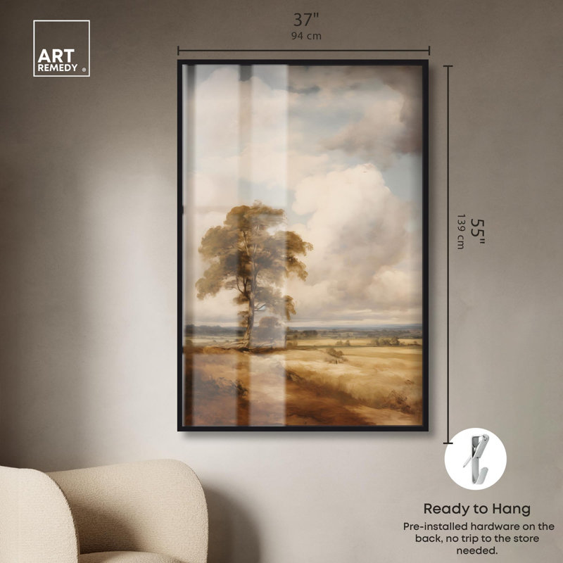 «Golden Field Dream Shadowbox», art côtier classique par Art Remedy, H 55 po x l 37 po, Noir