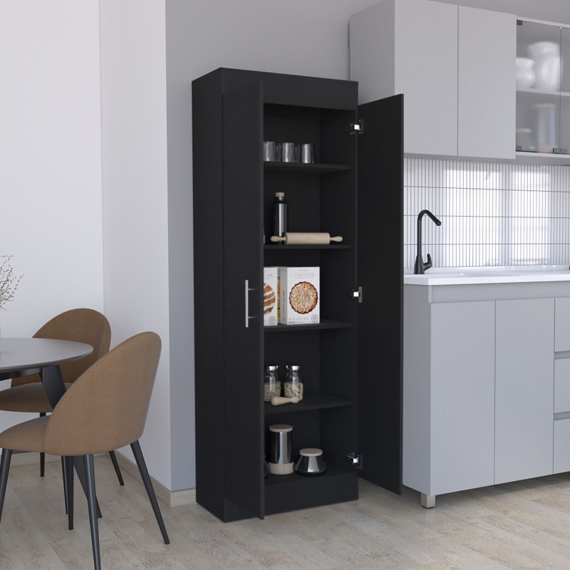 Garde-manger au Népal, conception à 2 portes peu encombrante avec plusieurs tablettes, Noir