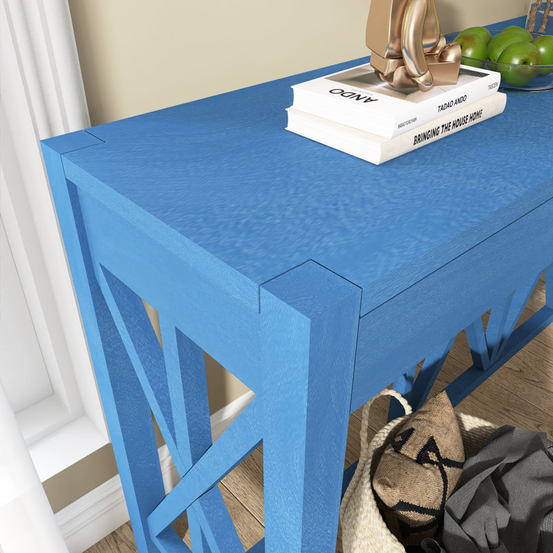 60.1" Modern Console Table With 4 Drawers, Navy Blue