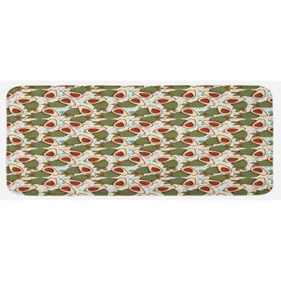 Coastal Floral Synthetic Kitchen Mat