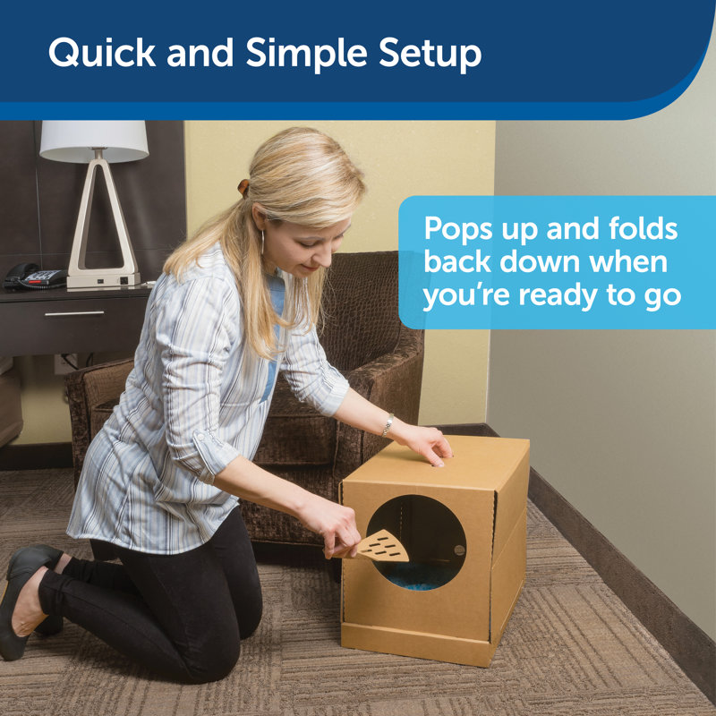 Collapsible Cardboard Cat Litter Box with Blue Crystal Litter