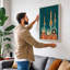 Astronauts and Golden Rockets Mid-Century - Wrapped Canvas-89344684-89344687