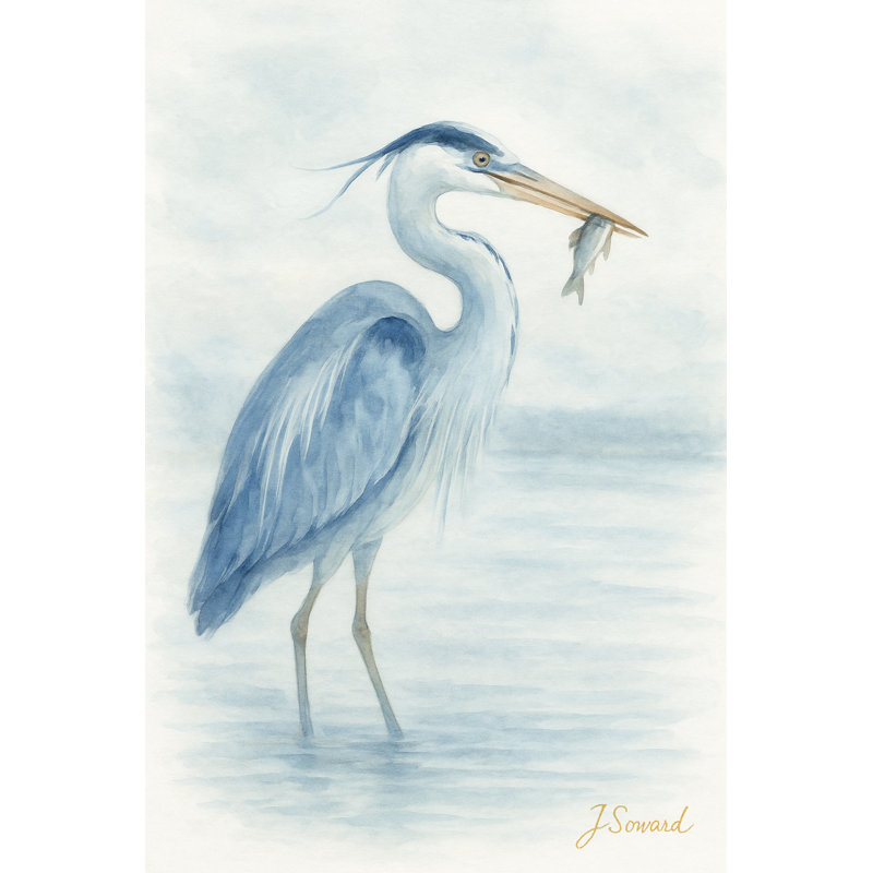 «Tranquil Blue Heron», art mural sur toile