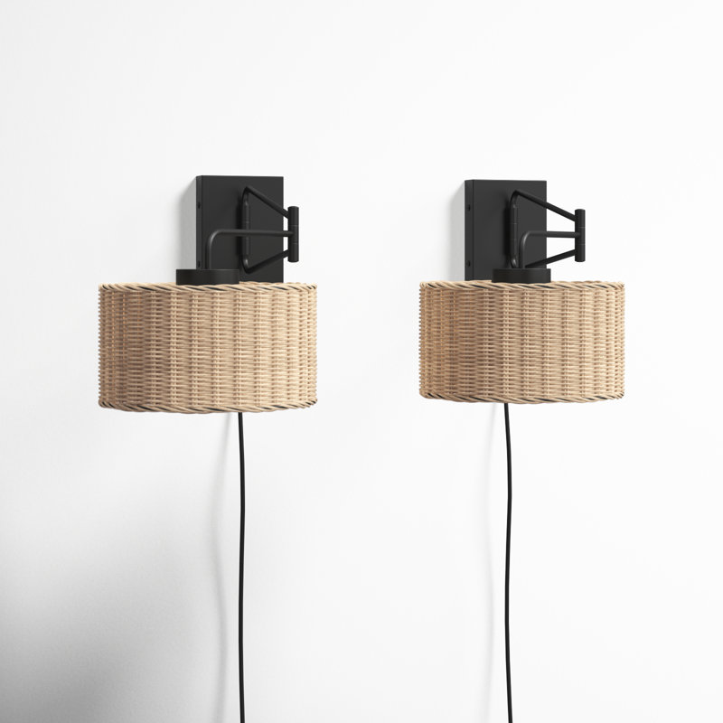 Bartlet Plug-in Armed Sconce Set of 2, Black