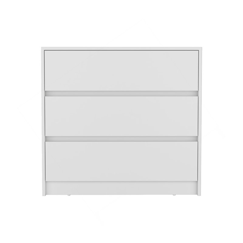 Commode Maldus, trois tiroirs, finition blanche