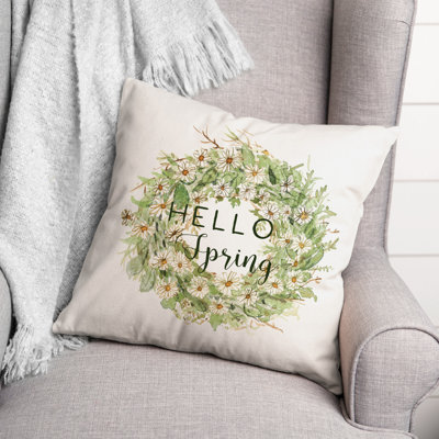 Hello Spring Daisy Throw Pillow