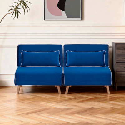 Canapé-lit moderne en velours: ensemble modulaire pliable de 2, dossier à 3 positions, convertible en lit simple en 10 secondes