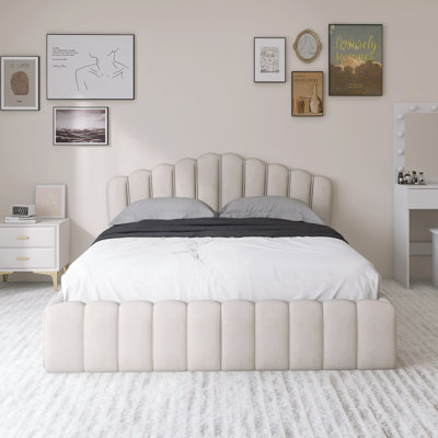 Tête de lit en velours capitonné pour lit double