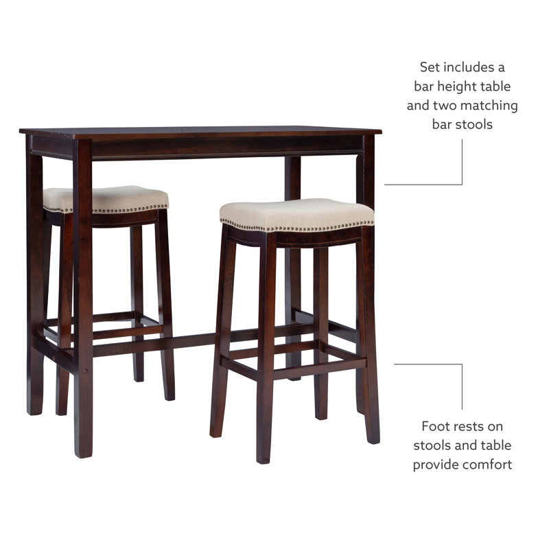 Arlyce 4 - Person Bar Height Dining Set, Walnut/Linen, Brown, 42" H x 47.25" L x 23.75" W