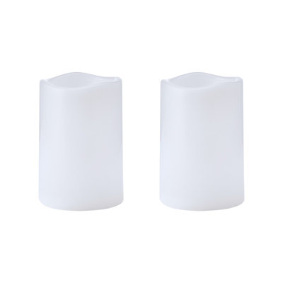 Set of 2 White LED Waterproof Indoor Outdoor Pillars, 4X6 Inch