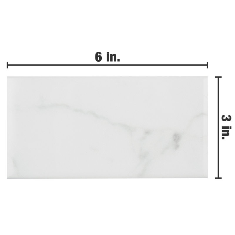 Classico Carrara 3" x 6" Ceramic MarbleLook Subway Tile