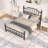 Queen Metal Bed Frames with 48'' Tall Headboard and Spindle Design, Heavy Duty Platform Bed with Under Bed Storag-987541586