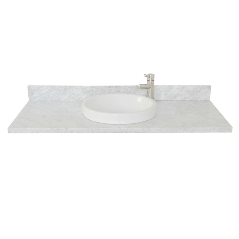 49'' White Carrara Marble Vanity Top with Round Ceramic Sink