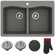 kraus forteza™ 33" l dual mount 50/50 double bowl granite kitchen sink