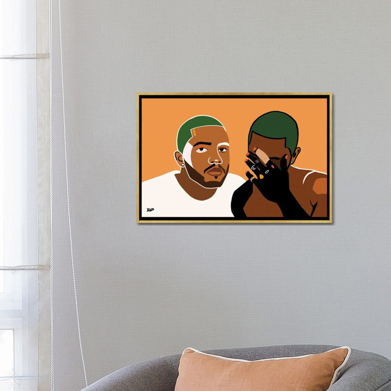« Frank » par Bria Nicole-impression d’art graphique, Pas de tapis, H 18 po x l 26 po x P 1,5 po, Toile encadrée d'or