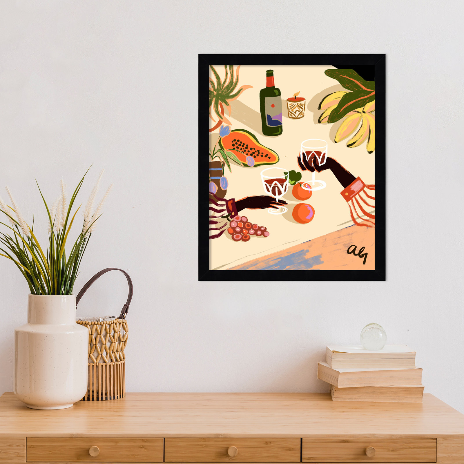 Pritchard "Cheers to You (Wine)" Print, Black, 17" H x 14" W