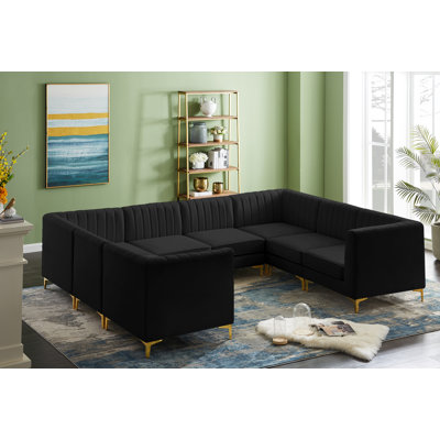Enson Velvet U-Shaped Sectional Reversible