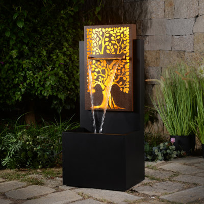 Outdoor Waterfall Fountain with Lights