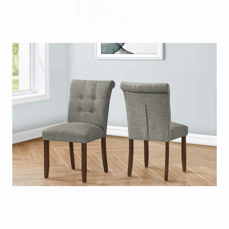 Chaise rembourrée avec pieds en bois de noyer, Gris